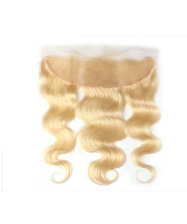 Mila real hair blonde 613# human hair lace frontal 100% Remy brazilian hair body wave wavy free part (13 " 4") Closure with baby hair 12 "/30cm 30cm