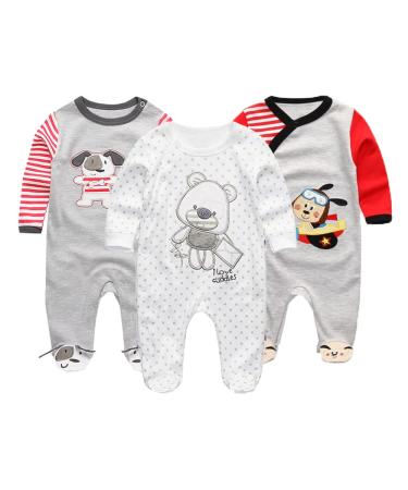 MAMIMAKA Baby Clothes Newborn Baby Grow Onesies Cotton Footed Pajamas for Boys and Girls 0-18 Months 3-6 Months Long Sleeve Color7