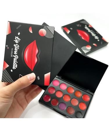 Palette de brillance l vres palette de rouge l vres 15 couleurs palette de gla age l vres de texture mate de couleur | Hydrating Makeup Lipstick Portable construisible pour petite amie femme  - Buy Online on GoSupps.com