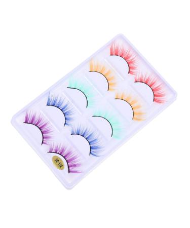 Didiseaon 5 Pairs Fake Eyelashes Rainbow Eyelashes False Lashes with Color Eyelashes Colorful Eyelashes with Color 3d Eyelashes Fluffy Eyelashes Dramatic Long Thick Miss Set Cosplay Fiber
