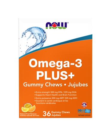 NOW Supplements OMEGA-3 PLUS+ Gummy Chews 36 Count