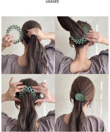 Expandable Pony Tail Holders Hair Clips Vintage Geometric Retractable Hair Loops Bird Nest Shaped Hair Clips Hair Donut Bun Maker Hair Accessory Hair Styling Tool for Women Girls - Buy Online on GoSupps.com