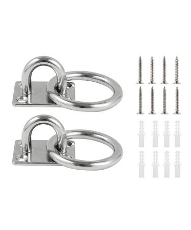 Lyaor 2 pieces 304 stainless steel augtplate with ring M8 eyelet bracket (40x50mm) - durable fastening hook up to 180kg weight - wall hook with screw for hanging from hammock boxing boxing sac yoga rope