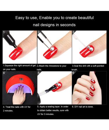 2PCS Nail Glue Pen Resin Polishing Agent Kit with Tweezers - DIY Gel Nail Polish Adhesive for Jewelry and Nail Art - Buy Online on GoSupps.com