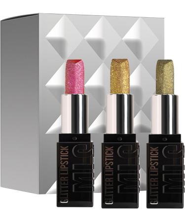  Generisch Set of 3 glitter lip glosses - Moisturizing lipstick - For office home everyday wear commuting Valentine's Day holidays women girls parties and travel - Buy Online on GoSupps.com