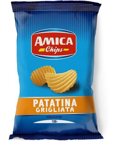  Italian Gourmet E.R. AMICA Chips La Patatina Grigliata Gluten Free Snack Grilled Chips Gluten Free Snacks Sunflower Oil 14 x 100 g with Italian Gourmet Pulp 400 g - Buy Online on GoSupps.com