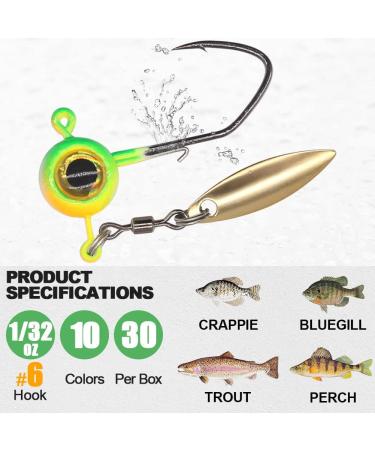 Crappie Jig Heads Kit with Underspin Spinner Blade - 30 Pack, 1/8 1/16 1/32 oz - Crappie Fishing Lures Jigs - Buy Online on GoSupps.com