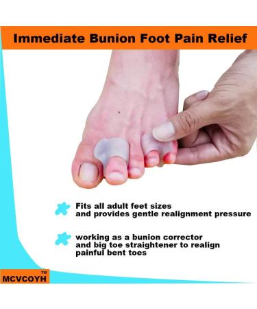 Mcvcoyh 8 Pack Toe Spacers and Separators Gel Hallux Valgus Big Toe Bunion Corrector Silicone Toe Separators for Overlapping Toe Bunion Correct and Pain Relief Gel Toe Spacer Ring - Buy Online on GoSupps.com