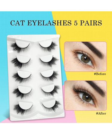Cat Eye Wispy L Curl Faux Mink Strip Lashes - 5 Pairs 15-20mm - Buy Online on GoSupps.com