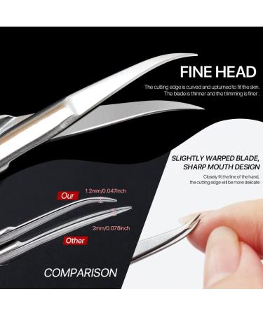 Qunzhao Cuticle Scissors for Women and Men Curved Stainless Steel with Tip Grooming Blades Manicure Nail for Dry Skin Nail Scissors (1) - Buy Online on GoSupps.com