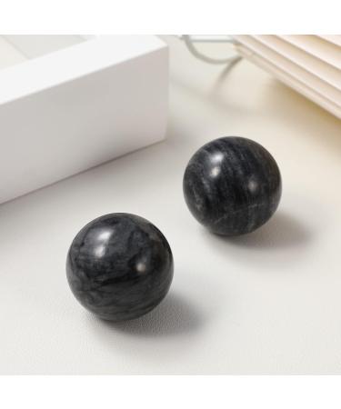 2 Pieces Jade Hand Massage Balls - Baoding Balls for Acupuncture & Hand Exercise (Black & Gray) - International Shipping - Buy Online on GoSupps.com