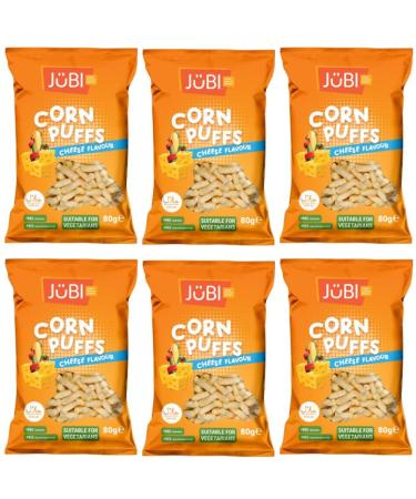 Jubi Corn Puffs Halal Certified No MSG No Preservatives Crisps Bag + FabFinds Mug (6 Pack Cheese)