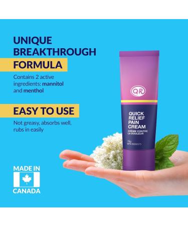 QR CREAM Quick Relief Pain Cream with Mannitol and Menthol Provides Effective Relief for Neck Back Shoulder Wrist Finger Knee Foot and Nerve Pain or Itch 75g - Buy Online on GoSupps.com