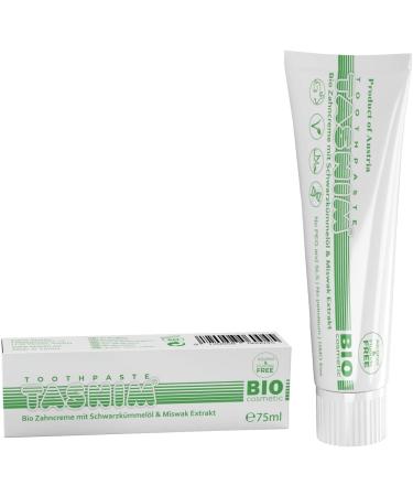 Organic Toothpaste Tasnim 75ml - Fluoride-Free Natural Miswak & Black Cumin Oil GMO-Free Biocosmetics - Buy Online on GoSupps.com