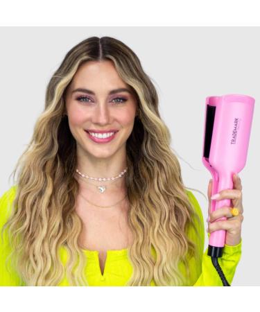 Beauty Babe Waves X 2 Barrel Curling Iron Hair Waver 1.25 inch - Adjustable Temperature Hair Curler for Beach Waves - Pink - Buy Online on GoSupps.com