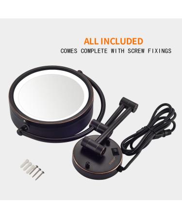 GURUN 8.5 Inch Magnifying Makeup Mirror with LED Lights, Double Sided Vanity Mirror, 10X Magnification - Oil Rubbed Bronze Finish - Buy Online on GoSupps.com