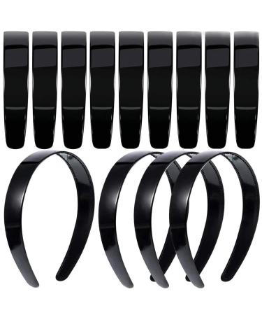 20 PACK Black Plain Craft Plastic Headbands,1 Inch Plastic Hard Headband with Teeth Head band Women Girls