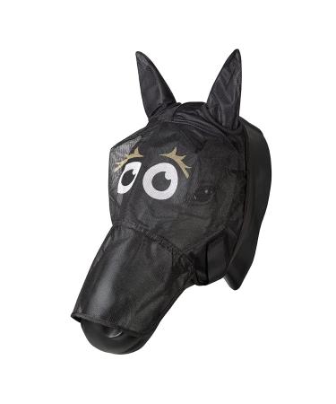 PFIFF 101013 Fly Mask Face Mask with Motif for Horses Fly Protection Black-Beige Pony/S