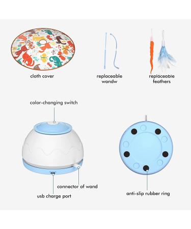 Tyasoleil Automatic Motion Cat Toy - Interactive Motorized Wand with Feathers | USB Charging, 4 Modes | Electronic Exercise Toy for Indoor Cats - Blue - Buy Online on GoSupps.com
