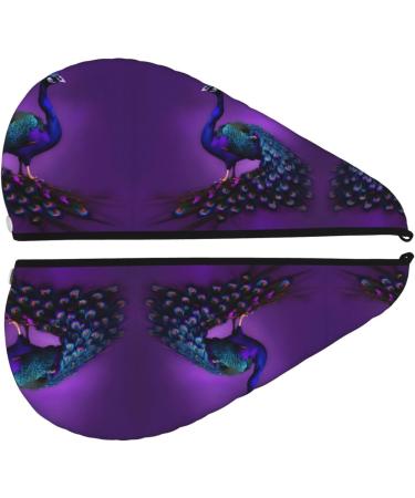 Purple Peacock Coral Velvet Hair Cap | Quick-Dry Towel Wrap for Travel & Home - Buy Online on GoSupps.com