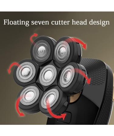 GeRRiT 7D Electric Razor for Men - Waterproof 5-in-1 Grooming Kit Cordless 7-Blade Rotary Shaver with LED Display - Buy Online on GoSupps.com