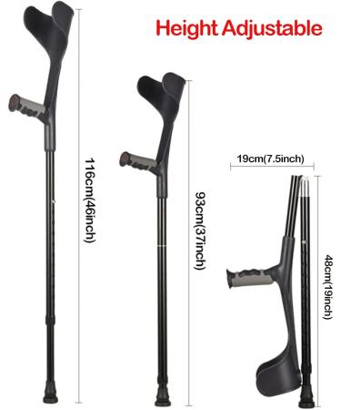 Folding Aluminum Forearm Crutches Lightweight Crutches for Travel or Work for 140-185cm People Black 2 Count Anniversary Lucky Star - Buy Online on GoSupps.com