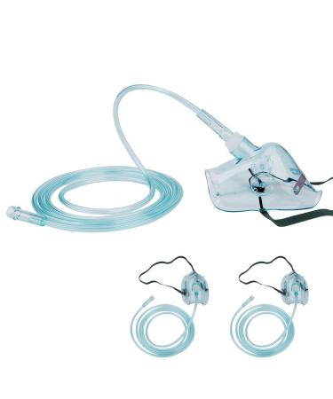 2 Packs Healva Adult Europe Oxygen Mask with 6.5' Tubing and Adjustable Elastic Strap - Size L+ Large (Adult Europe)