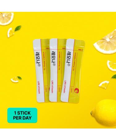 LEMONA Official Vitamin C Powder 500mg Korean Supplements Immune Support B6 B2 On-The-Go Packets Vitamin Healthy Living Easy to Take Daily Energy Boost Korean Food Snacks Lemon (120Sticks) - Buy Online on GoSupps.com