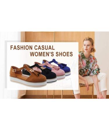 Shop New Summer Sandals for Women - Fashionable Buckle Strap Flat Plateau Casual Closed Toe Shoes - Vintage Style in Blue Size 39 EU - Buy Online on GoSupps.com
