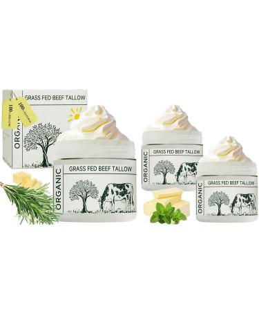 mkzea Beef Tallow for Skin Unscented 3 Packs Beef Tallow Blam Grass Fed Whipped Tallow Face Cream