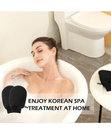 Thickened Exfoliating Glove for Shower - 2 Pack Black Exfoliating Body Scrubber - Dead Skin Remover and Exfoliator - Great for Spray Tan Removal - Korean Mitt for Keratosis Pilaris - Buy Online on GoSupps.com