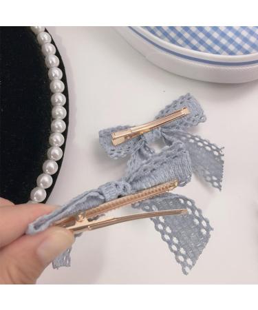 Limtula Cute Flat Clips Hairpin -Style Balletcore Headdress Bunches Accessories Lace knot Cute Headdress Blue - Buy Online on GoSupps.com