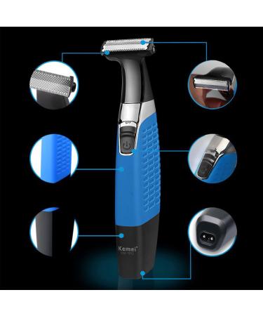 KEMEI Electric Razor & Beard Trimmer - Waterproof Cordless USB Rechargeable Groomer for Men & Women - Eyebrow Beard Facial & Body Hair Removal - Blue - Buy Online on GoSupps.com