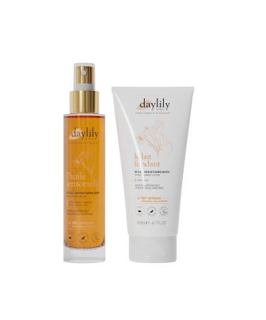 Daylily | Anti-Stretch Marks Set | Morning Stretch Marks Ritual Fondant Milk 200ml + Ritual Sensory Oil Stretch Marks 100ml | Moisturizes and Nourishes the Skin | Vegan & Cruelty Free | Made in France