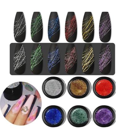 6 Colors Optional Reflective Nail Art Design Glitter Nail Gel Wire Drawing Flower Line Gel Spider Gel Varnish DIY Manicure - (Color: A4) - Buy Online on GoSupps.com