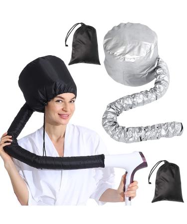 Bonnet Hood Hair Dryer CHENKEE 2 Pcs Adjustable Hair Dryer Hood Bonnet Hand Held Hair Dryer Cap Bonnet Stretchable and Extended Hose Length Hair Drying Bonnet with Storage Bag for Hair Care Styling