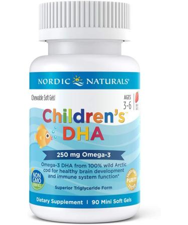 Nordic Naturals Children's DHA 250 mg - Strawberry Flavor, 90 Mini Soft Gels (Ages 3-6) - Buy Online on GoSupps.com