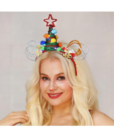 Flayem Assorted Christmas Headbands for Adults Xmas Tree Hair Hoop with Star Mouse Ears for Women Men Christmas Party Costume Party Favor
