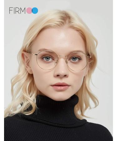 Firmoo Blue Light Blocking Reading Glasses 2.0 Gold Round Metal Frame - Anti Glare Computer Eyestrain Relief Glasses for Men and Women - Buy Online on GoSupps.com