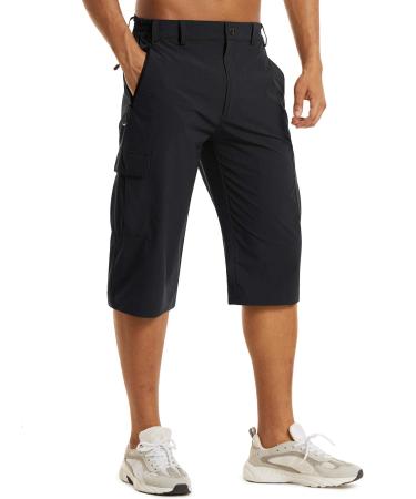 EKLENTSON Mens Stretch Expandable Waist Outdoor Quick Dry Shorts Lightweight Workout Shorts for Men Black 36