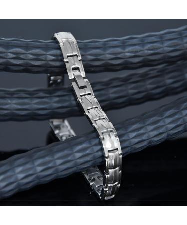 Vicmag Titanium Steel Magnetic Bracelet for Women - Ultra Strength Double Row Silver with Removal Tool - Perfect Gift - Buy Online on GoSupps.com