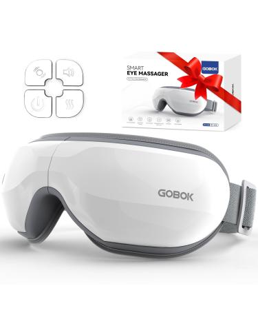 Eye Massager Smart Eye Massager with Heat Upgraded Heated Eye Mask Massager with Bluetooth Music Face Eye Care Device for Eye Strain Dry Eyes Migraines Ideal Gifts for Men Women White