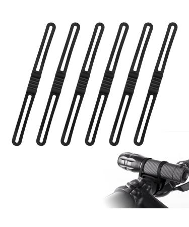 Klyngtsk 6 piece Bicycle silicone tape flashlight rubber band bracket bicycle silicone solid strap 20cm cycling bicycle belt mobile phone fastening band silicone handlebar holder for flashlight