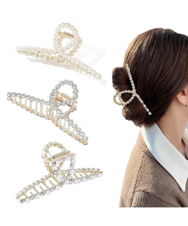 SDFF 3 pieces claw clips metal gold hair clips big hair hair gripper slippery hairpin strong hair clip metal claw clips for women and girls with thick hair and fashion