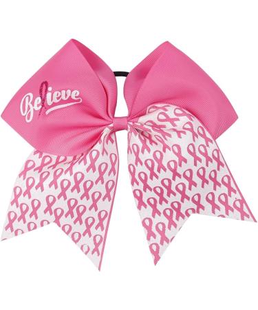 Breast Cancer Awareness Cheer Bow Hair Tie Set for Baby Girls - Glitter Ponytail Holder - Buy Online on GoSupps.com