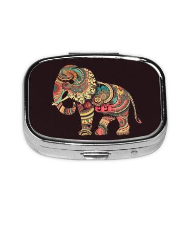 Beautiful Elephant Printed Square Pill Box Portable Travelling Pill Box Medicine Organiser
