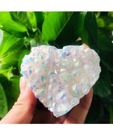 100g-250g Natural Aura Angel Crystal Cluster Stone Heart Shape Ornaments 1pc Suitable for Home HOMEZHOU (Color : 1pc 100g-125g)