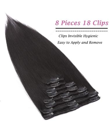 Buy 100% Remy Human Hair Clip-In Extensions | 18 Clips 55cm Long #1 Black - Luxurious & Smooth - Buy Online on GoSupps.com