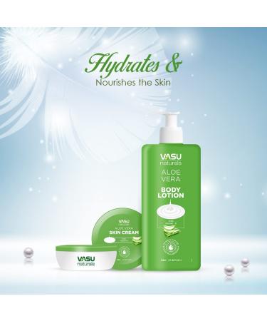 Vasu Naturals Aloe Vera Body Lotion | Hydrating & Refreshing | Aloe Shea Butter & Vitamin E | 350ml for Youthful Glowing Skin - Buy Online on GoSupps.com