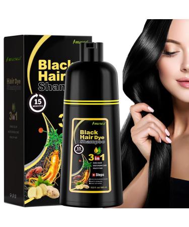 AMZSEA Instant shampoo for gray hair natural black color 3 in 1 for men and women long-lasting black color in 10-15 minutes natural black